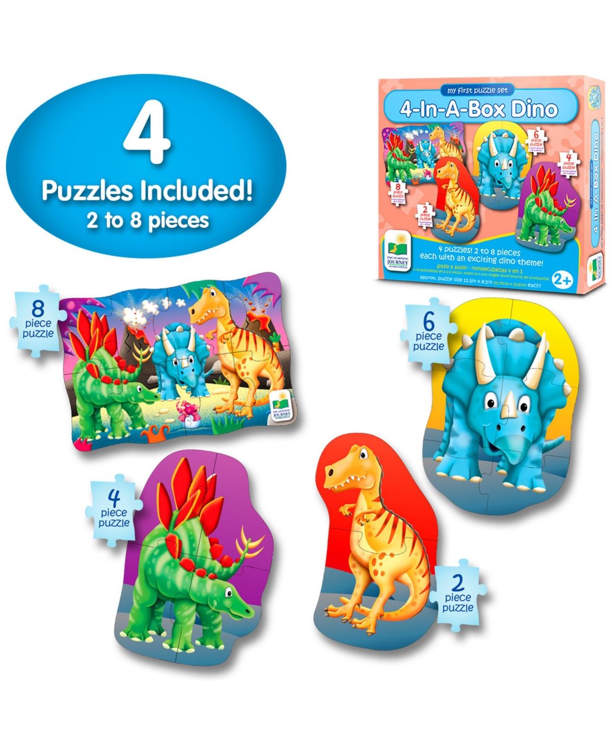 The Learning Journey Kids' My First Puzzle Sets 4 In A Box Puzzles- Dino In Multi