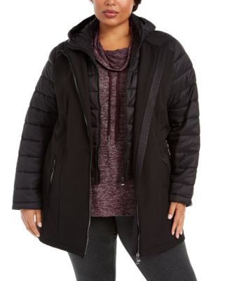 calvin klein puffer coat with knit sleeves