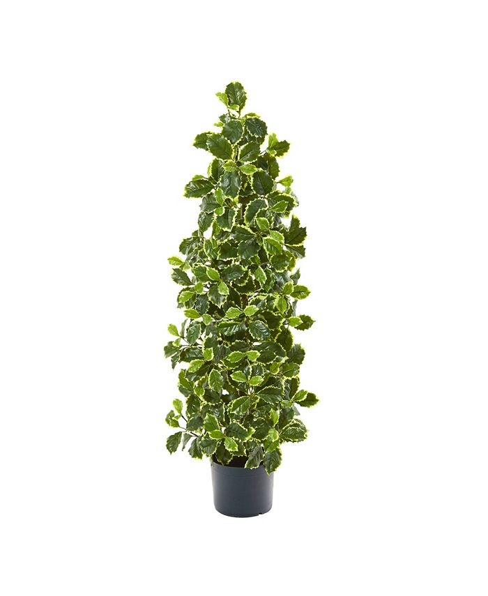 Nearly Natural - 39" Variegated Holly Leaf Artificial Tree Real Touch