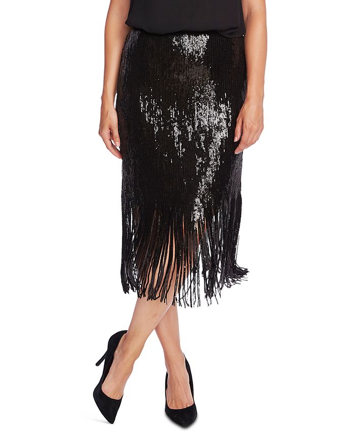 Vince Camuto Sequined Fringed Skirt Macy s