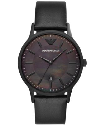 emporio armani men's leather watch