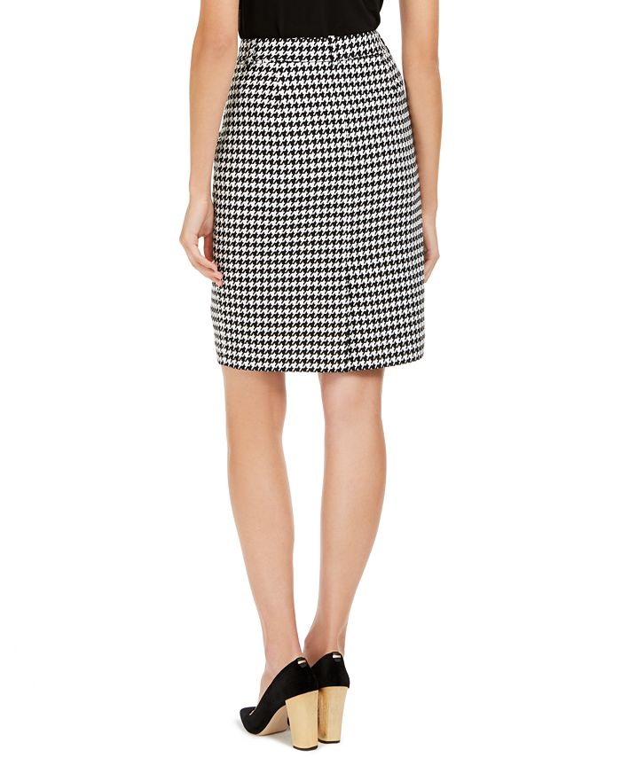 Calvin Klein Petite Belted Houndstooth Pencil Skirt - Macy's
