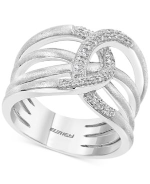 image of Effy Diamond Interweave Statement Ring (1/6 ct. t.w.) in Sterling Silver