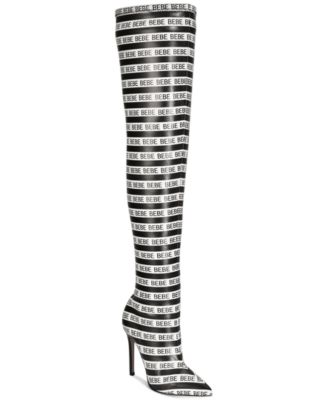 black and white over the knee boots