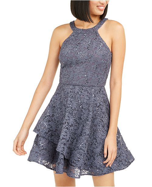 Bcx Juniors Glitter Lace Dress Reviews Dresses Macy S