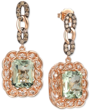 image of Le Vian Mint Julep Quartz (5-3/8 ct. t.w.) & Diamond (3/4 ct. t.w.) Drop Earrings in 14k Rose Gold