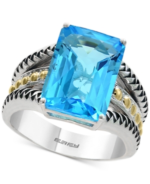 image of Effy Blue Topaz Statement Ring (3-3/8 ct. t.w.) in Sterling Silver & 18k Gold