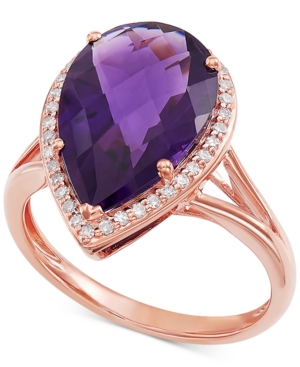 image of Amethyst (4-5/8 ct. t.w.) & Diamond (1/6 ct. t.w.) Statement Ring in 14k Rose Gold