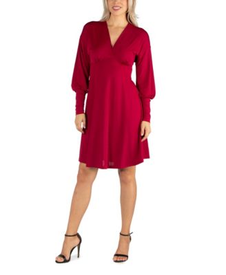 long sleeve v neck cocktail dress