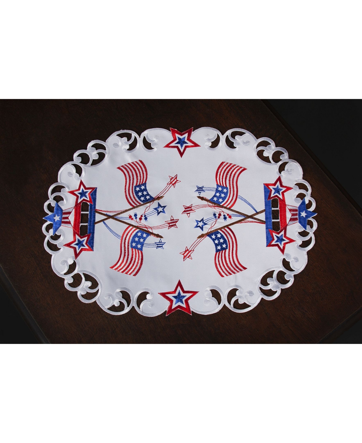 Xia Home Fashions Star Spangled Embroidered Cutwork Placemats, 19