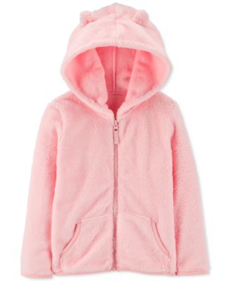 pink fur zip up hoodie