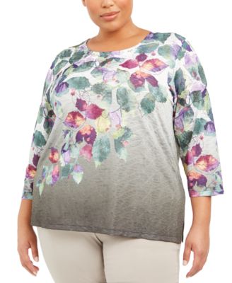 Alfred Dunner - Plus Size Loire Valley Fall Leaves Printed Top