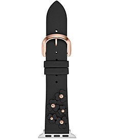 Women's Interchangeable Studded Floral Black Leather Apple Watch Strap 38mm/40mm