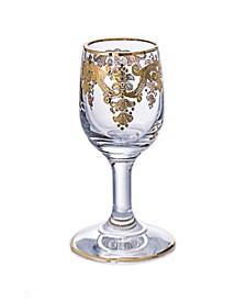 Set of 6 Liquor Glasses with 24k Gold Artwork