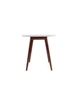 Cenports - Avella 31" Round White Marble Dining Table with Oak Legs