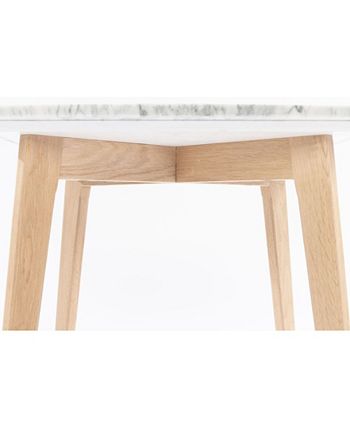 Cenports - Gavia 19.5 x 19.5 Square White Marble Side Table with Oak Legs