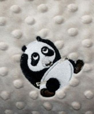Minky Baby Boy Blanket With Embroidered Panda