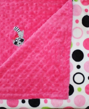 image of Lil- Cub Hub Minky Baby Girl Blanket With Embroidered Raccoon