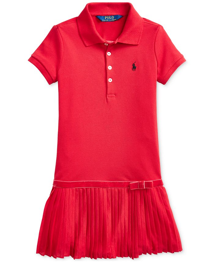 Polo Ralph Lauren Little Girls Pleated Stretch Mesh Polo Dress 