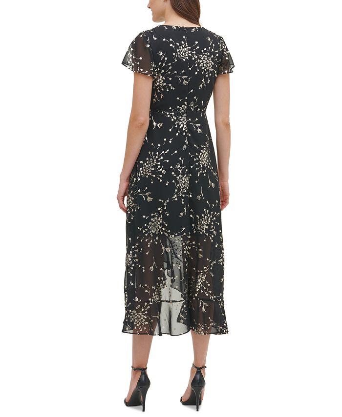 kensie FoilPrint Chiffon HighLow Maxi Dress Macy's