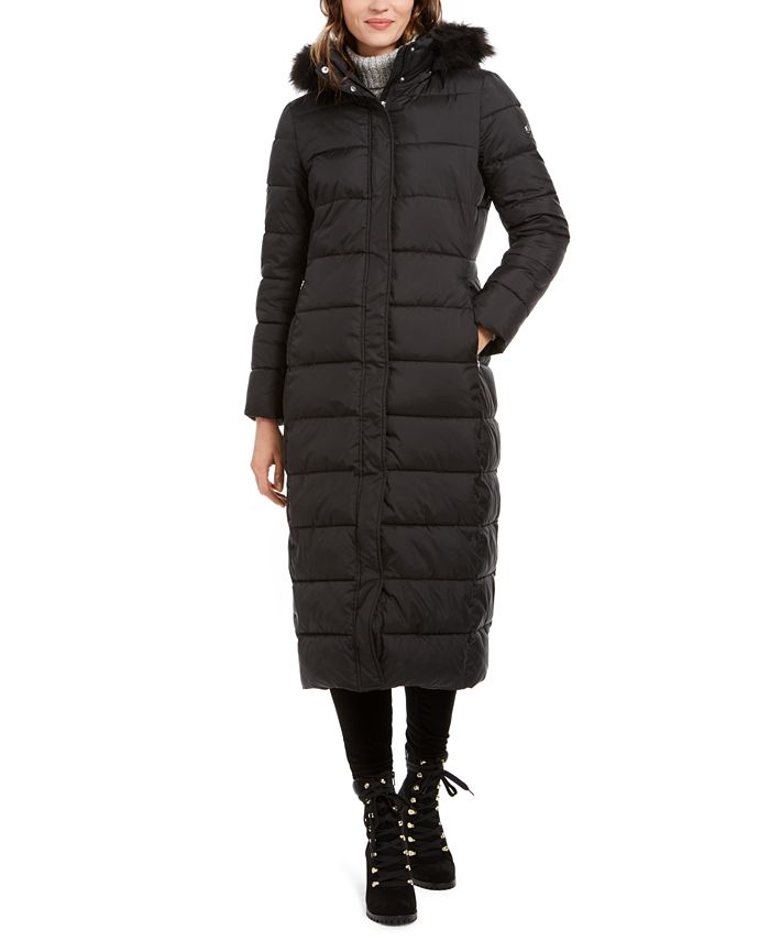 strijd Absorberend Gedeeltelijk Calvin Klein Faux-Fur-Trim Hooded Maxi Puffer Coat - Macy's