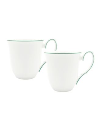 Twig New York - Amelie Forest Green Rim Set of Two Mugs