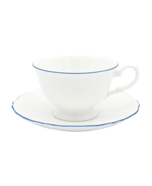 Twig New York Amelie Royal Blue Rim Cup & Saucer In White