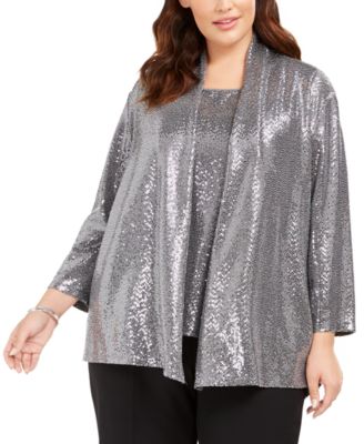 Kasper - Plus Size Metallic Cardigan