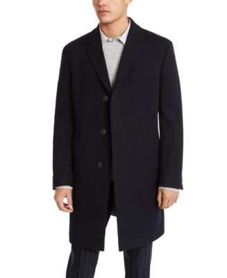 Kenneth Cole Reaction Men s Raburn Slim Fit Navy Blue Textured Overcoat Macy s