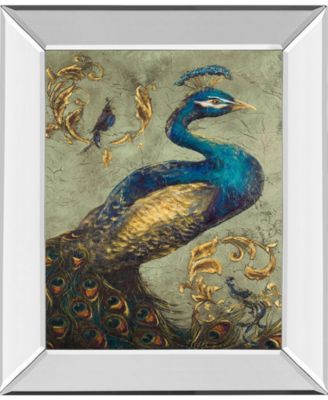 Peacock on Sage I by Tiffany Hakimipour Mirror Framed Print Wall Art - 22" x 26"