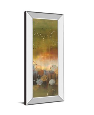 Circles in Green Panel I by Jeni Lee Mirror Framed Print Wall Art - 18" x 42"