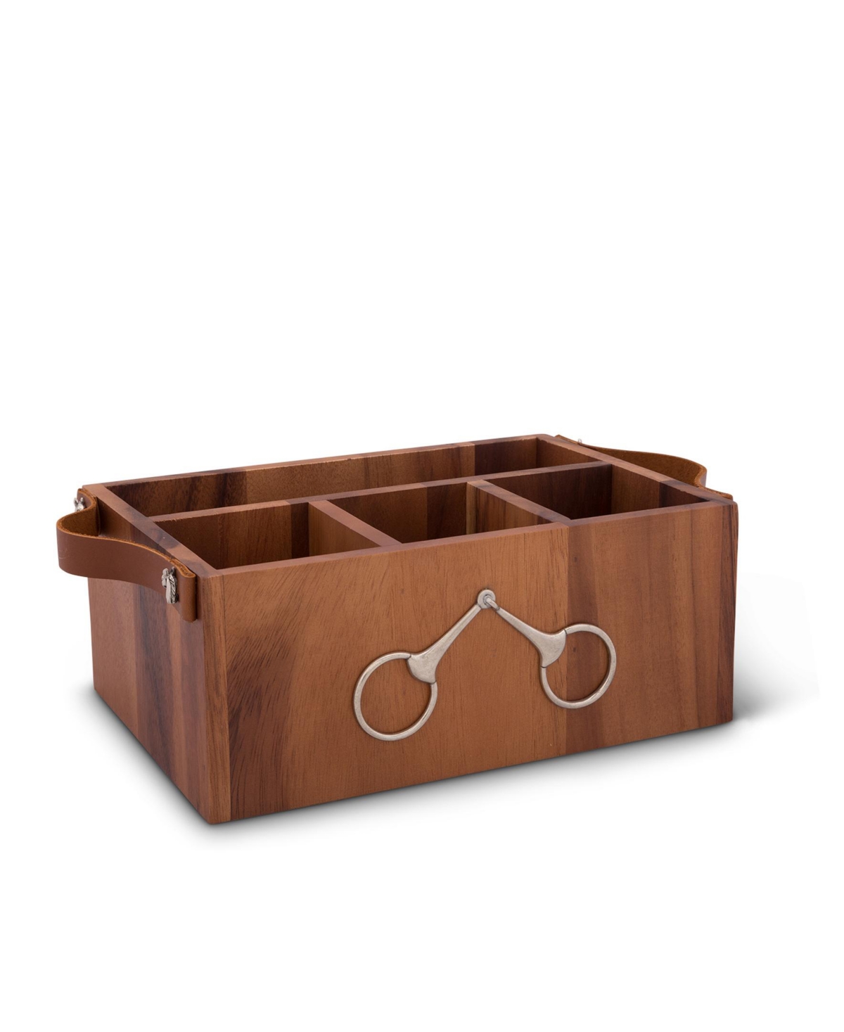 Vagabond House Caddy Rectangle Acacia Wood Flatware, Serve Ware, Utensil, Carry-All Holder with Solid