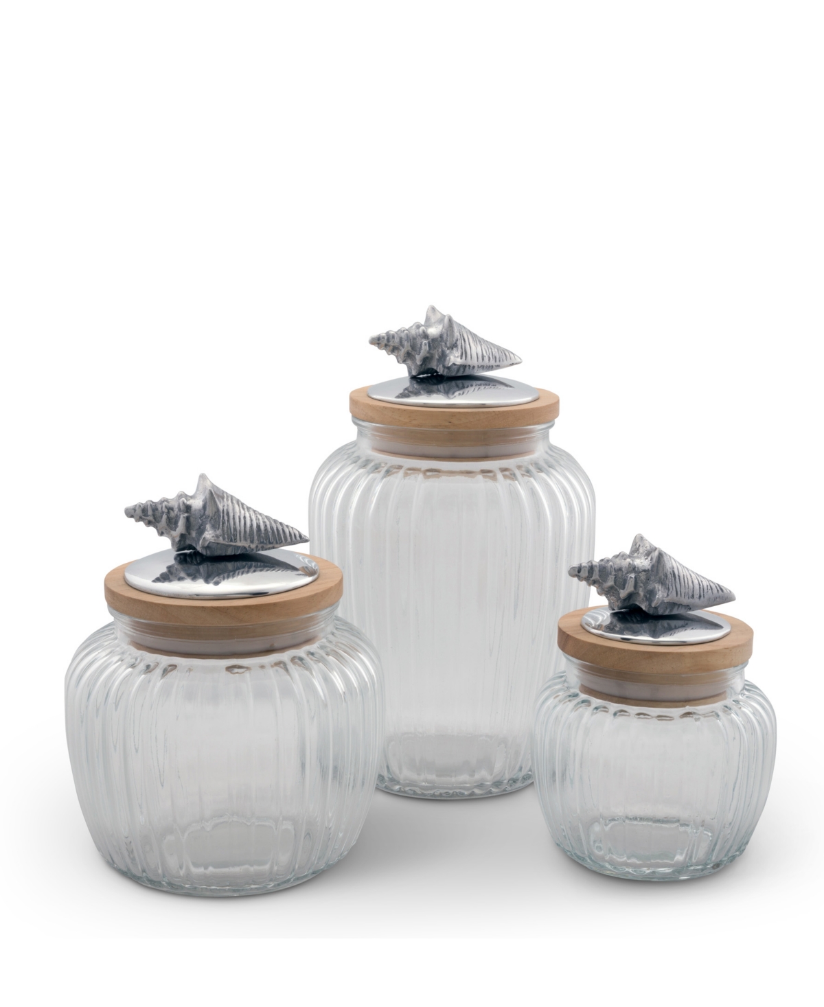 Arthur Court Canister Glass for Kitchen with Rubber Airtight Seal for Food Storage Ocean Shell Knob