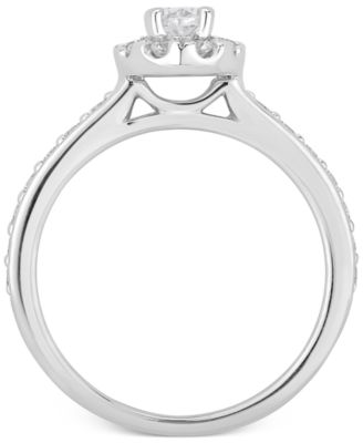 GIA Certified Diamond Oval Halo Engagement Ring (1 ct. t.w.) in 14k White Gold