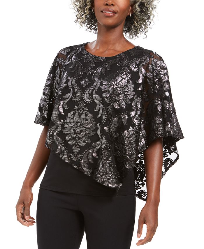 JM Collection Asymmetrical Burnout Popover Top, Created For Macy's - Macy's