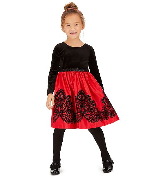 Rare Editions Little Girls Flocked Velvet Dress Reviews Macy S