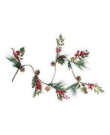54" Snow Dusted Pine Cones Berries and Long Pine Needles Artificial Christmas Garland - Unlit