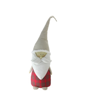 Northlight 28.5" Plaid Elegant Standing Blushing Santa Gnome Tabletop Decoration In Green