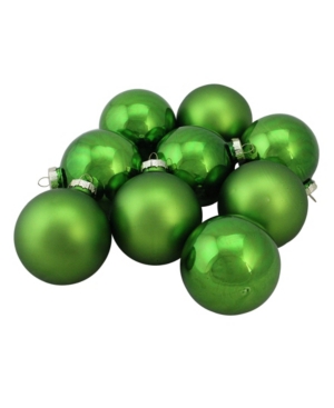 Northlight 9-piece Shiny And Matte Grass Green Glass Ball Christmas Ornament Set 2.5" 65mm