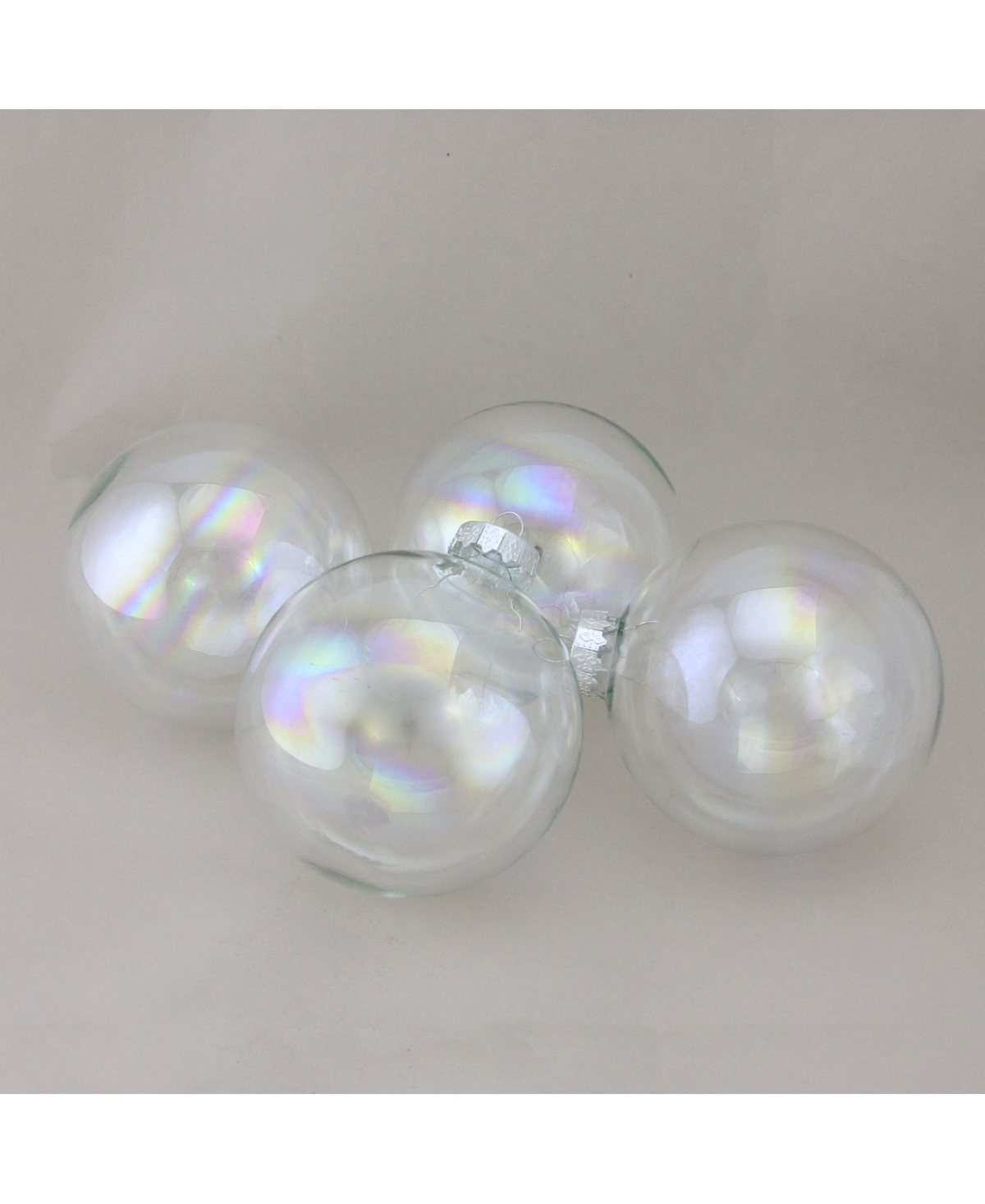 Northlight 4-piece Iridescent Glass Ball Christmas Ornament Set 4" 100mm In White