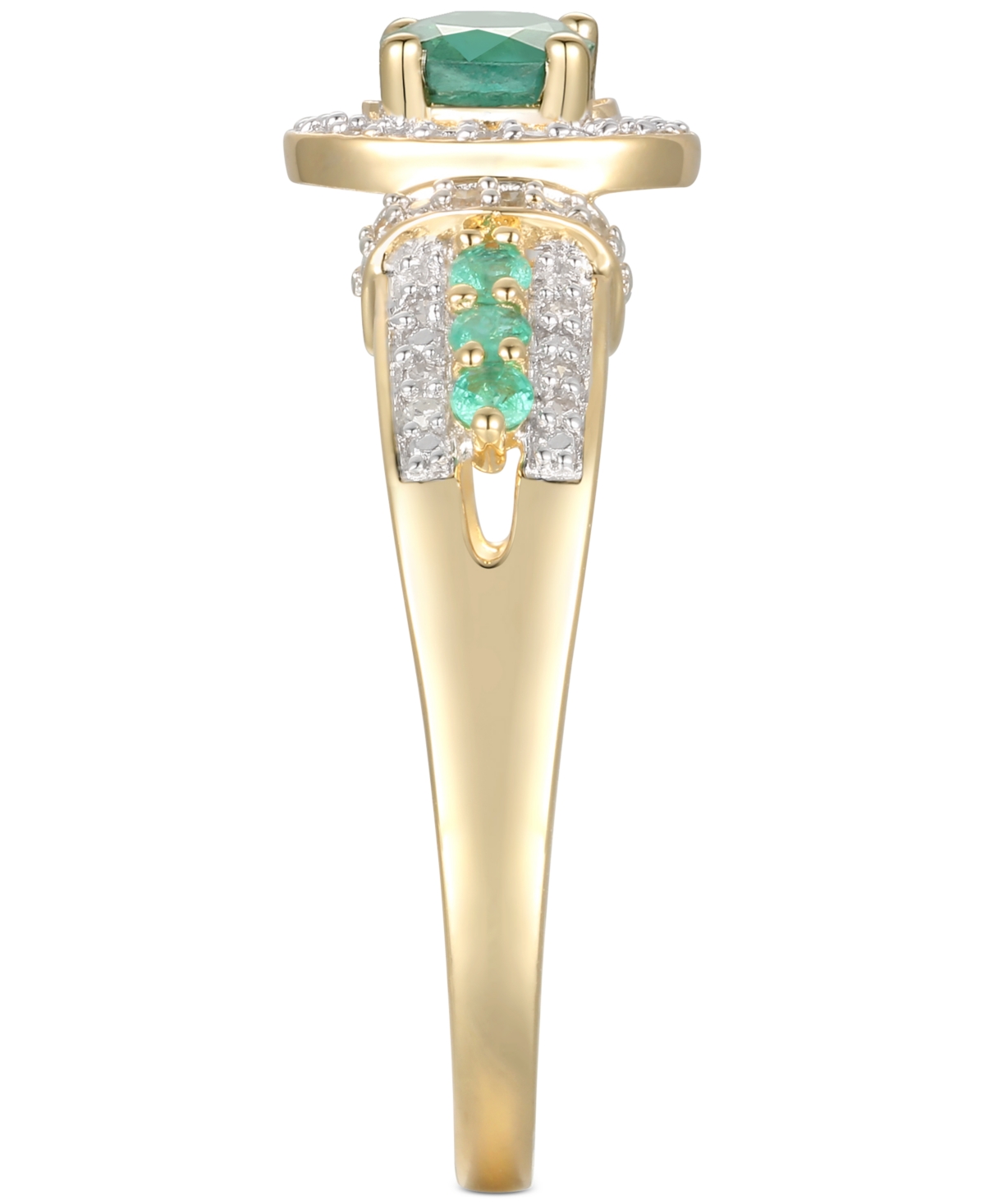 (5/8 ct. t.w.) & Diamond (5/8 ct. t.w.) Statement Ring in 14k Gold Over Sterling Silver - Emerald