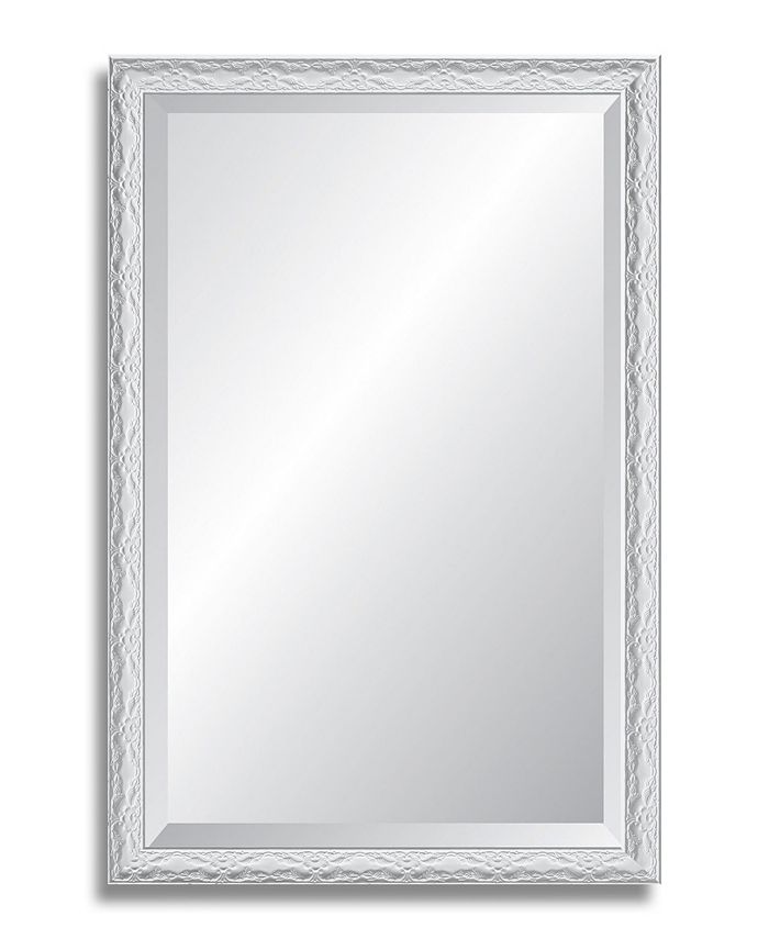 Reveal Frame & Décor Reveal Ornate Gloss White Beveled Wall Mirror