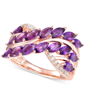 image of Amethyst (2 ct. t.w.) & Diamond (1/10 ct. t.w.) Ring in 14k Rose Gold-Plated Sterling Silver