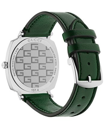 Gucci - Unisex Grip Green Leather Strap Watch 38mm