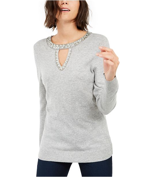 Inc Embellished Keyhole Sweater Created For Macy S