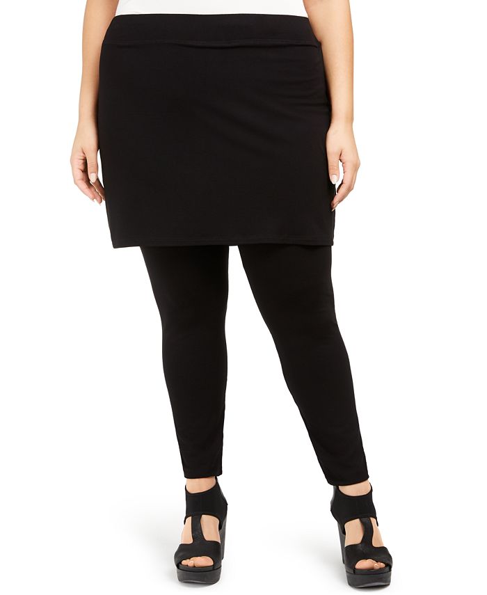 Eileen Fisher Plus Size Stretch Jersey Knit Skirted Leggings, Created for  Macy's - Macy's