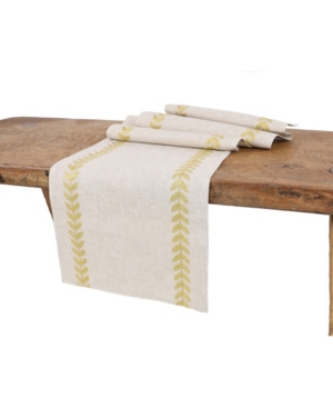 Manor Luxe Cute Leaves Crewel Embroidered Table Runner