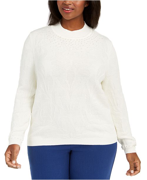 Alfred Dunner Plus Size First Frost Beaded Knit Sweater Reviews