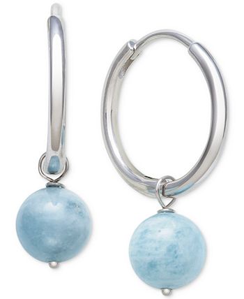 Macy's - Milky Aquamarine (8mm) Dangle Hoop Earrings in Sterling Silver