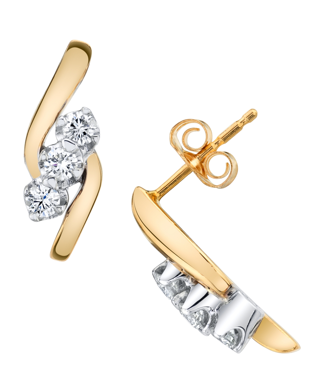 Diamond (1/3 ct. t.w.) Earrings in 14k Yellow and White Gold